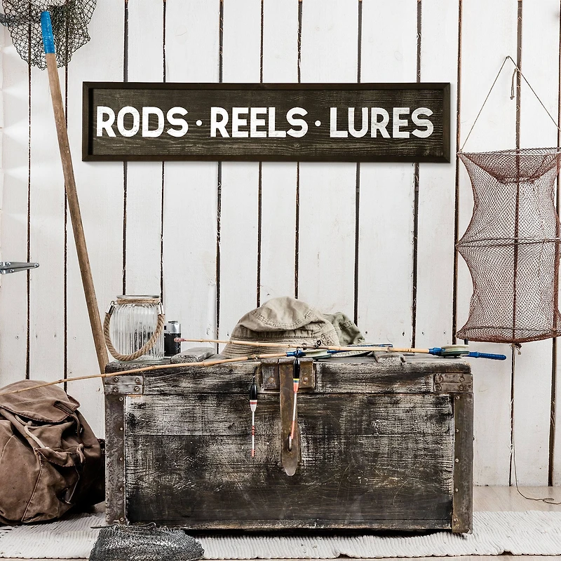 36" Rods, Reels, Lures Wood Novelty Wall Sign