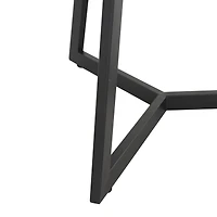 21.5" Black Teak Wood Handmade Live Edge Accent Table with Black Metal Base