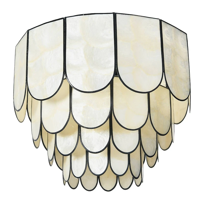 Hello Honey® 14" Round 4-Tier Capiz & Metal Flush Mount Ceiling Light