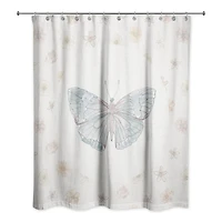 Blue Butterfly & Floral Shower Curtain