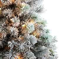 5ft. Pre-Lit Flocked Oregon Pine Artificial Christmas Tree, Clear Lights