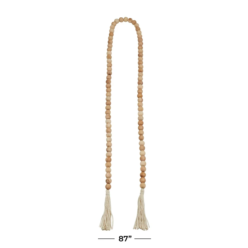 Light Brown Wood Bohemian Garland, 87" x 1" x 1"