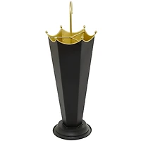 The Novogratz Black Metal Abstract Umbrella Stand with Gold Handle 10" x 9" x 27"