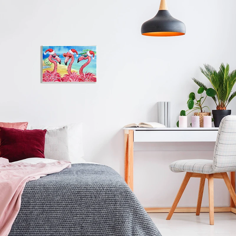 Stupell Industries Holiday Lights Flamingos Beach Wall Plaque Art