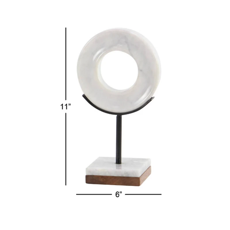 CosmoLiving by Cosmopolitan 11" White Marble Round Sculpture