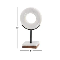 CosmoLiving by Cosmopolitan 11" White Marble Round Sculpture