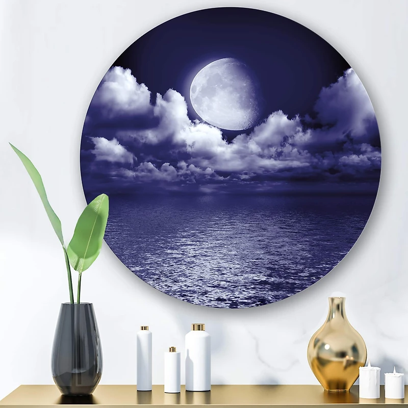 Designart - Full Moon In Cloudy Night Sky V