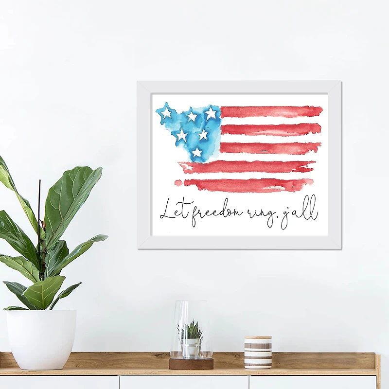Let Freedom Ring Y'all White Framed Print Under Plexiglass