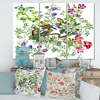 Designart - Tropical Birds With On Blooming Tree