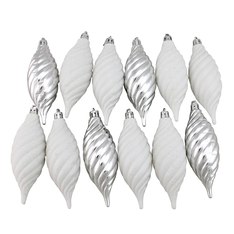 125ct. Winter White & Silver Shatterproof 4-Finish Christmas Ornaments
