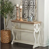 White Farmhouse Wood Console Table, 32" x 38"