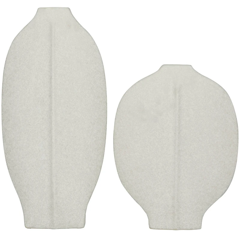 CosmoLiving by Cosmopolitan White Ceramic Textured Vase Set of 2 18", 13"