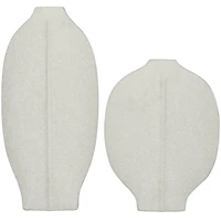 CosmoLiving by Cosmopolitan White Ceramic Textured Vase Set of 2 18", 13"