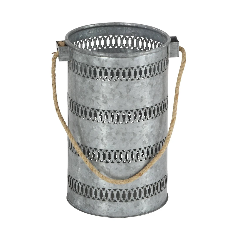 Gray Metal Coastal Lantern Set