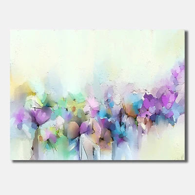 Designart - Hand Painted Yellow And Purple Spring Flowers