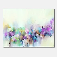Designart - Hand Painted Yellow And Purple Spring Flowers