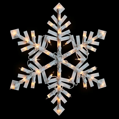15.5" White Lighted Snowflake Christmas Outdoor Window Silhouette