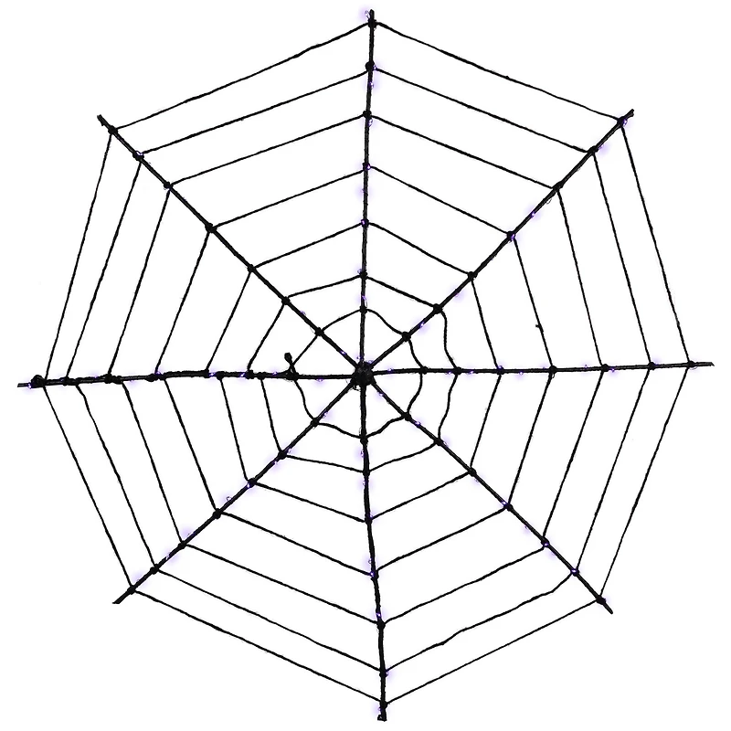 16" Lighted Purple LED Spiderweb Halloween Decoration