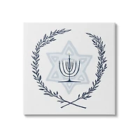 Stupell Industries Hanukkah Menorah Botanical Laurel Canvas Wall Art