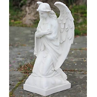 20.25" Ivory Kneeling Angel Outdoor Statue