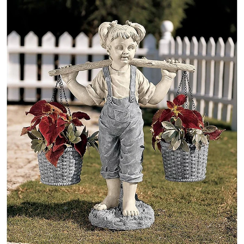 Design Toscano 25" Flowers for Felicity Little Girl Garden Statue