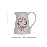 Hello Honey® 1qt. Holly Jolly Stoneware Pitcher with Gold Electroplating