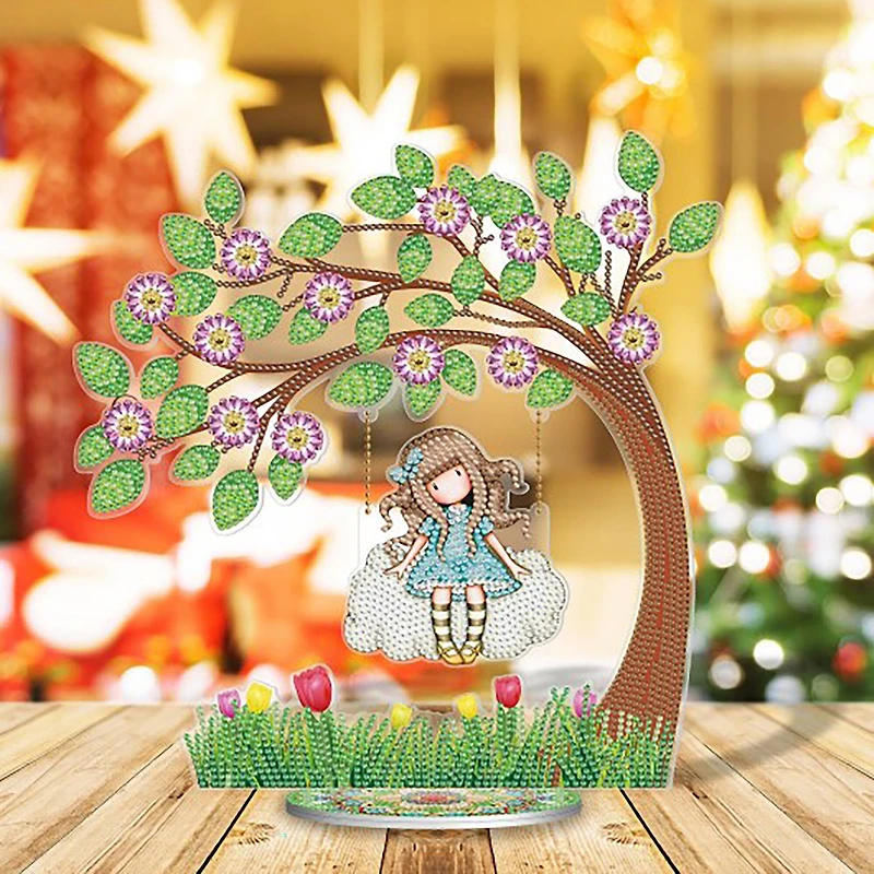 Sparkly Selections Girl on Swing 3D Table Decoration Diamond Painting