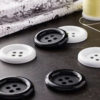 12 Packs: 6 ct. (72 total) 1.375" Basic Buttons, Black & White by Loops & Threads®