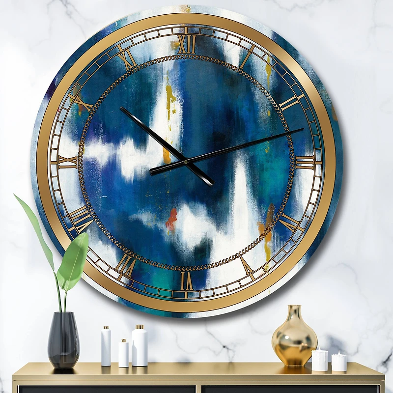 Designart 'Blue Glam Texture Ii Glam Wall Clock