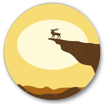 Designart - Minimalistic Deer At Sunset On Mountain Top Sunset