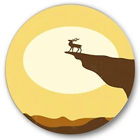 Designart - Minimalistic Deer At Sunset On Mountain Top Sunset
