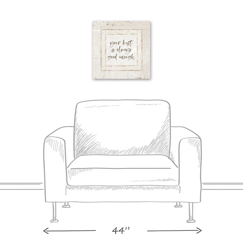 Good Enough Burlap 12" x 12" Canvas Wall Art