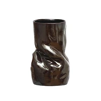Hello Honey® 5.5" Iridescent Dark Brown Organic Shaped Stoneware Vase