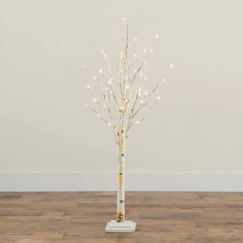 4ft. Pre-Lit Birch Artificial Christmas Tree, Warm White LED Lights