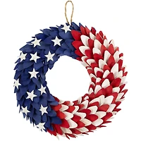 15" Petals & Stars Wooden Americana Wreath