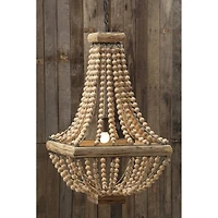 Hello Honey® Wood & Metal Framed Chandelier with Wood Bead Draping