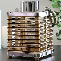 Rustic Chic Rectangular Rattan Candle Holder Lantern with Handle