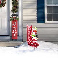 Glitzhome® 35.75" Metal Christmas Snowmen Arrow Welcome Yard Stake