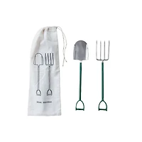 Hello Honey® Stainless Steel Garden Tool Salad Server Set with Green Handles