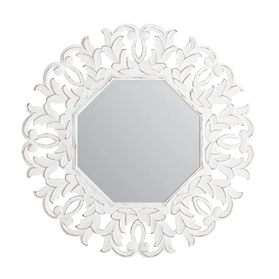 Habitat Tull 30" White Carved Octagonal Wall Mirror