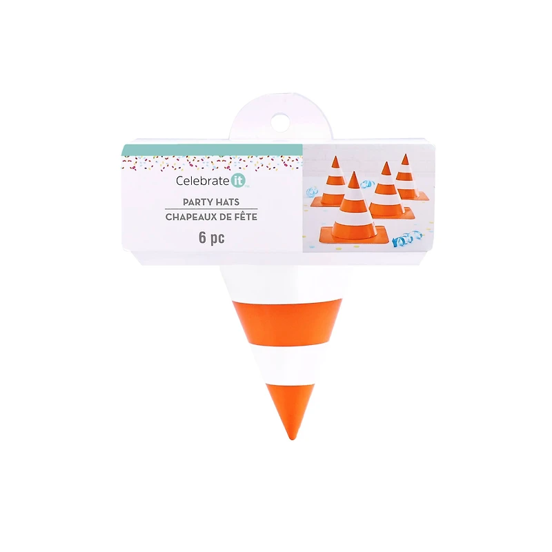 12 Packs: 6 ct. (72 total) 5" Orange & White Cone Party Hats by Celebrate It™