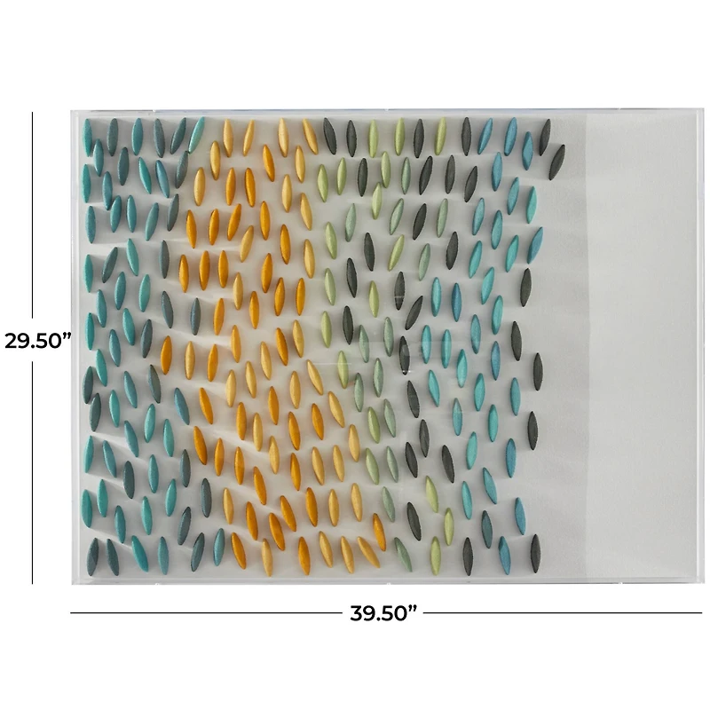 Blue Acrylic 3D Waves Geometric Shadow Box with Clear Frame 30" x 3" x 40"