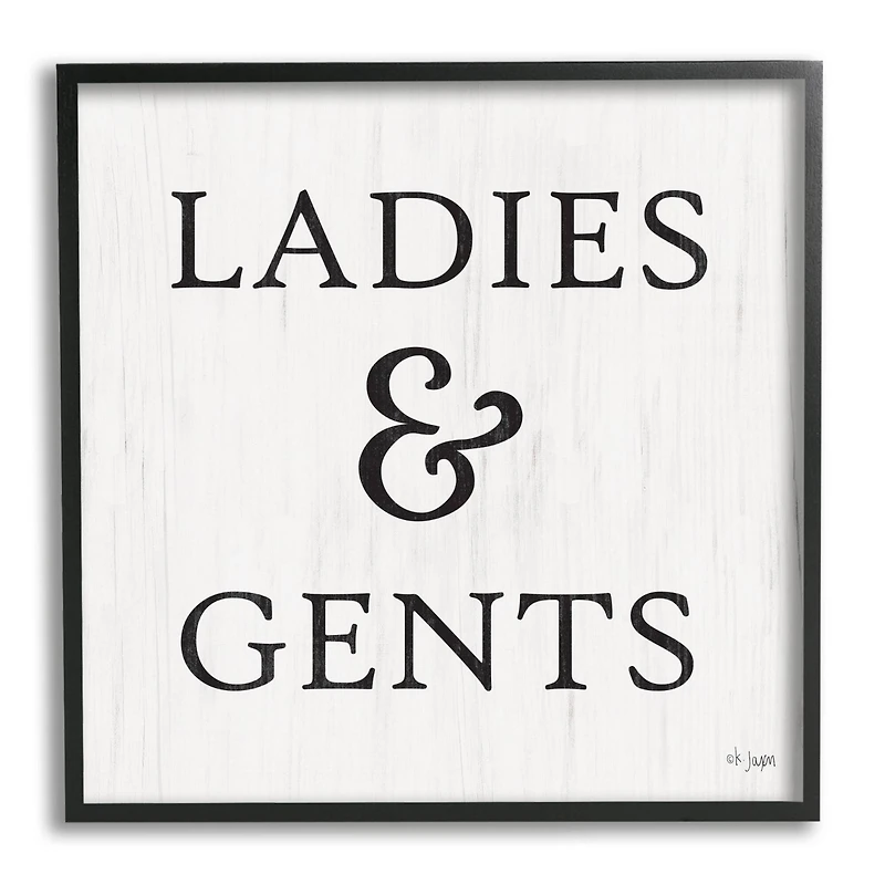 Stupell Industries Ladies & Gents Bathroom Sign Country Grain Pattern Framed Wall Art