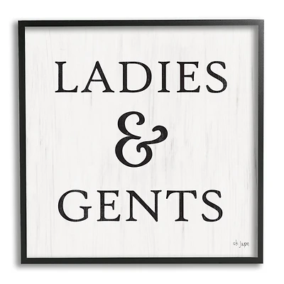 Stupell Industries Ladies & Gents Bathroom Sign Country Grain Pattern Framed Wall Art