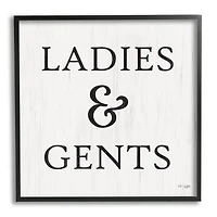 Stupell Industries Ladies & Gents Bathroom Sign Country Grain Pattern Framed Wall Art