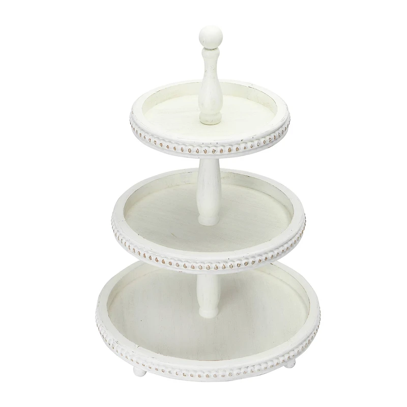 Hello Honey® 24.8" White 3-Tier Decorative Wood Tray