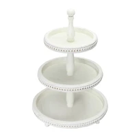 Hello Honey® 24.8" White 3-Tier Decorative Wood Tray