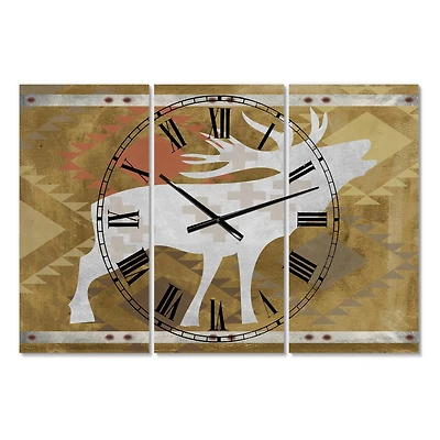 Designart Patterned Howling White Moose Traditional Multipanel Wall Clock