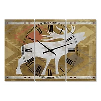 Designart Patterned Howling White Moose Traditional Multipanel Wall Clock