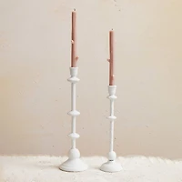 Hello Honey® Antique White Sand Finish Tall Metal Taper Candle Holder